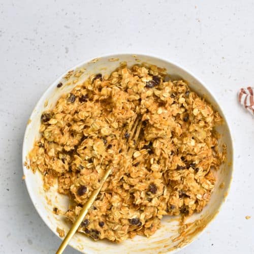 Banana Oat Bar batter in a mixing bowl.