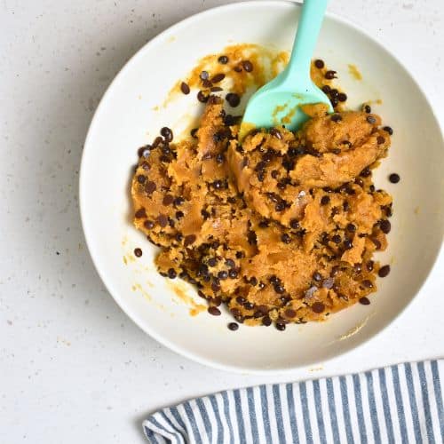 Chickpea Flour Cookie dough in a mixing bowl,