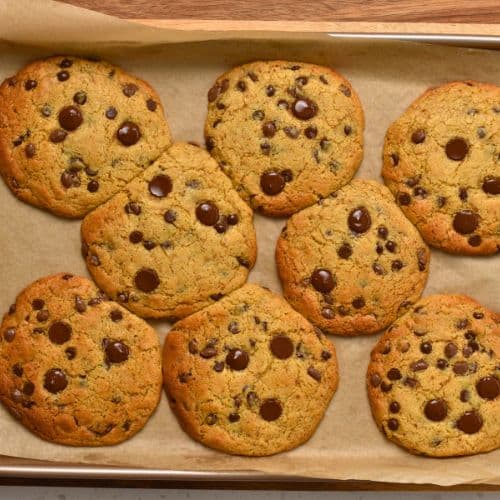 Baked Chickpea Flour Cookies on a cookie sheet.