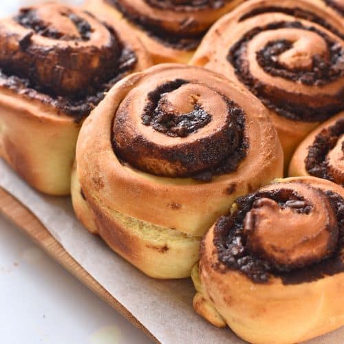 Chocolate Cinnamon Rolls cooling down.