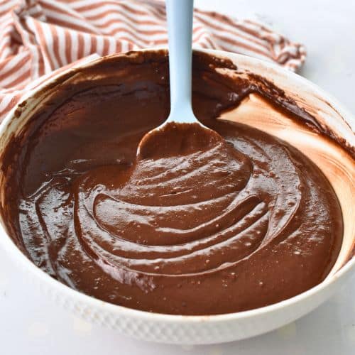 Chocolate Coconut Cake batter in a mixing bowl.