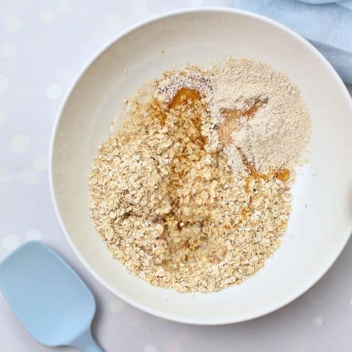 Crispy Oatmeal Cookie ingredients in a mixing bowl.