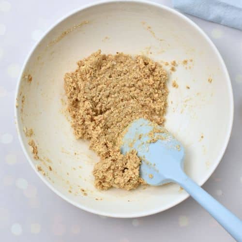 Crispy Oatmeal Cookie dough in a mixing bowl,