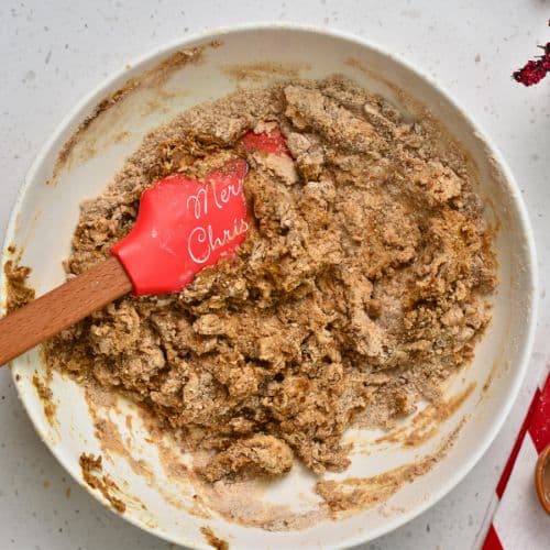 Mixing Gingerbread Scones batter with a silicone spatula.