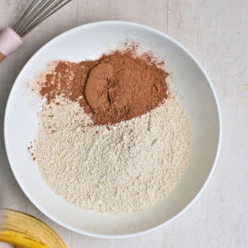 Dry Healthy Chocolate Muffin ingredients in a bowl.