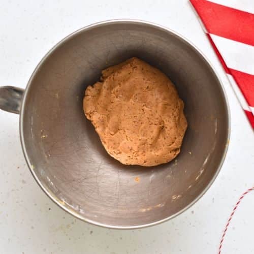 Healthy Gingerbread Cookie dough in a mixing bowl.