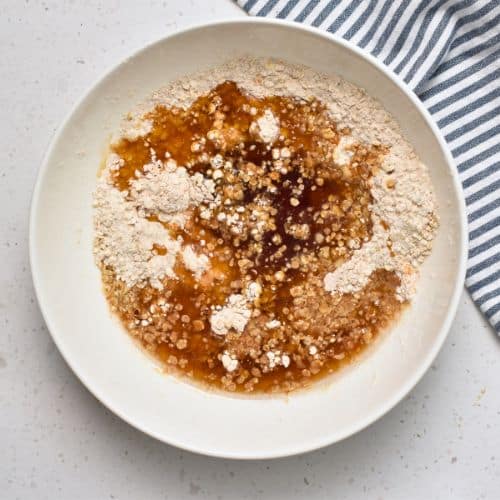 Healthy Oatmeal Cookie dough ingredients in a bowl.