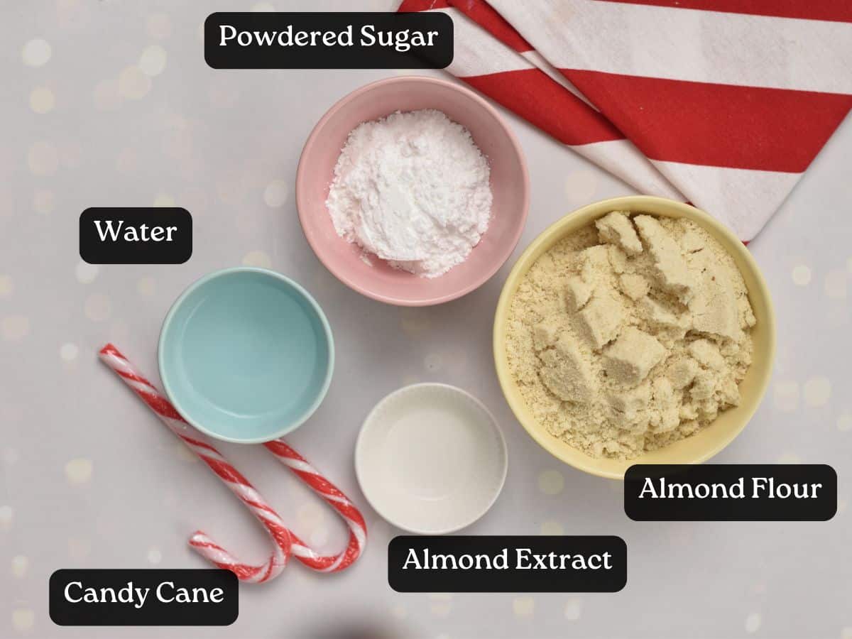 Ingredients for Almond Candy Cane Cookies