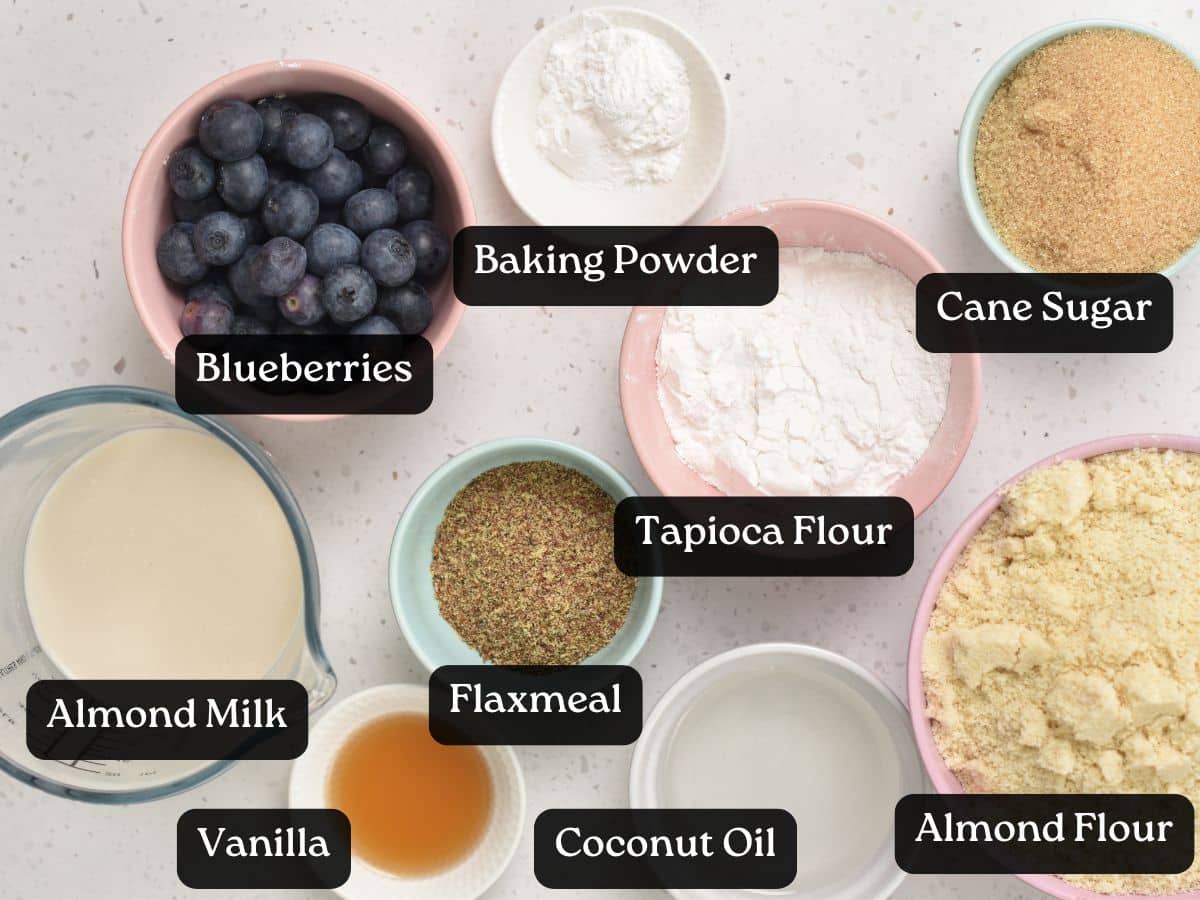 Ingredients for Almond Flour Blueberry Muffins