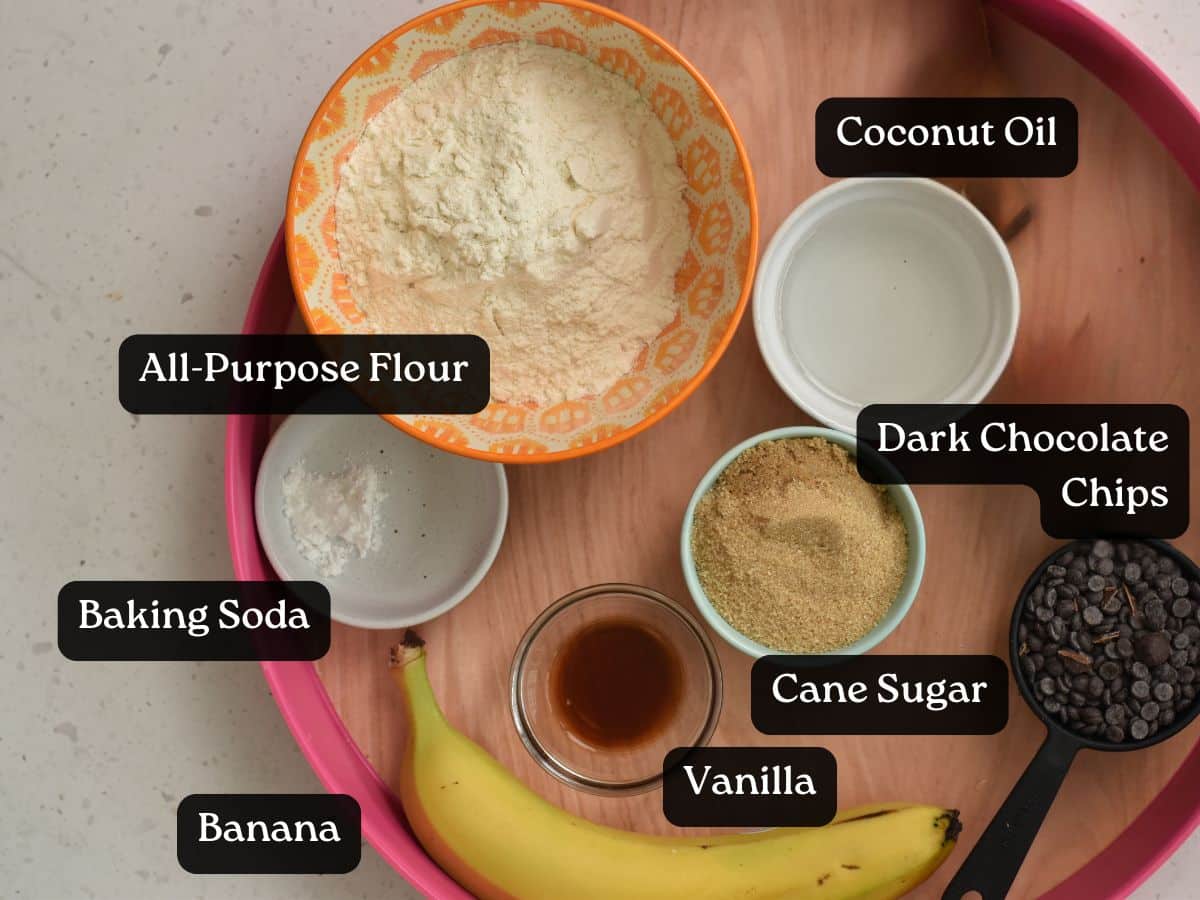 Ingredients for Banana Chocolate Chip Cookies