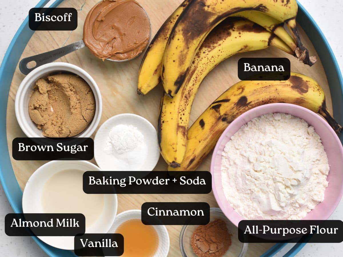 Ingredients for Biscoff Banana Bread