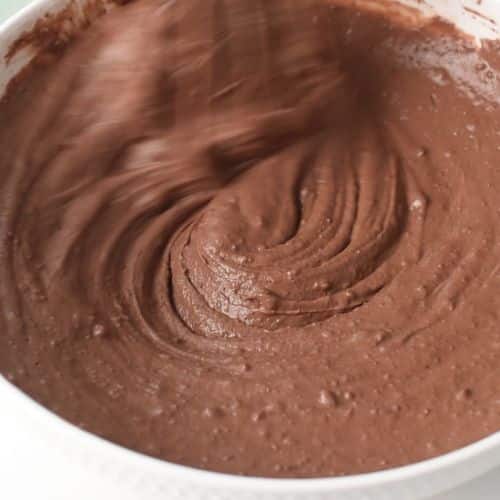 Chocolate Pancake batter ready in a bowl.