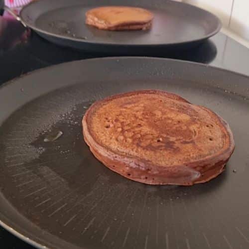 Cooking Chocolate Pancakes on a pan