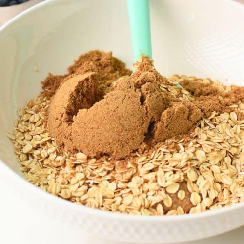 Healthy Oatmeal Bar base ingredients in a mixing bowl.