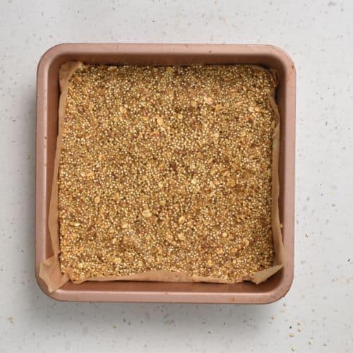 Quinoa Bars pressed in the pan.