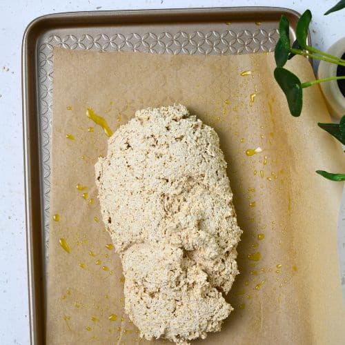 Quinoa Bread dough on a pan.