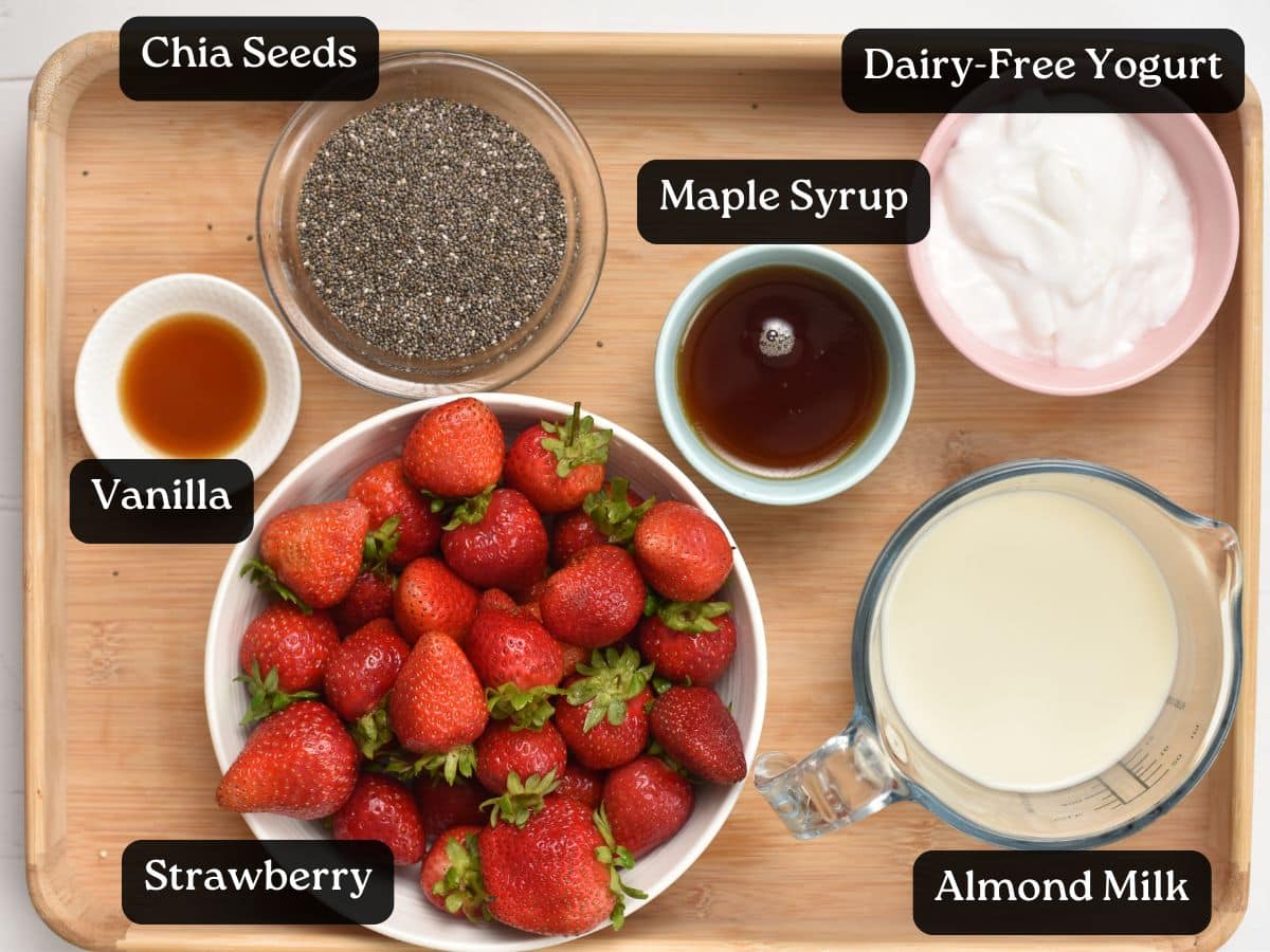 Ingredients for Strawberry Chia Seed Pudding