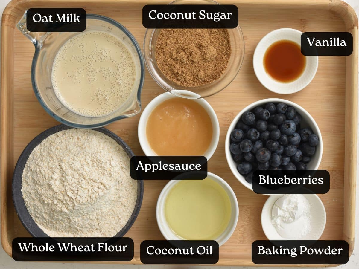 Ingredients for Whole Wheat Blueberry Muffins