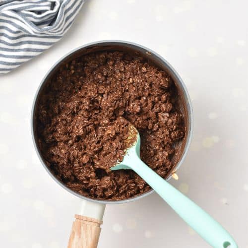 3-Ingredient No-Bake Cookies mixture in a saucepan.