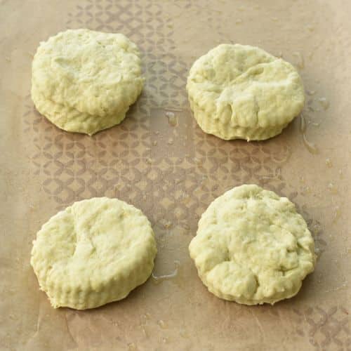 Formed Avocado Biscuit on a baking sheet.