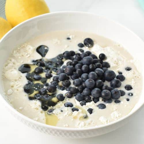 Blueberry Fritters ingredients in a bowl.