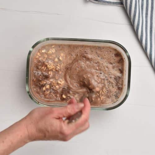 Stirring Chocolate Overnight Oats.