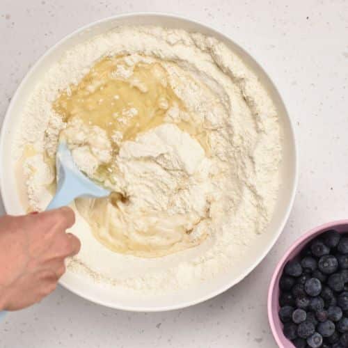 Mixing the Easy Blueberry Muffin dough.