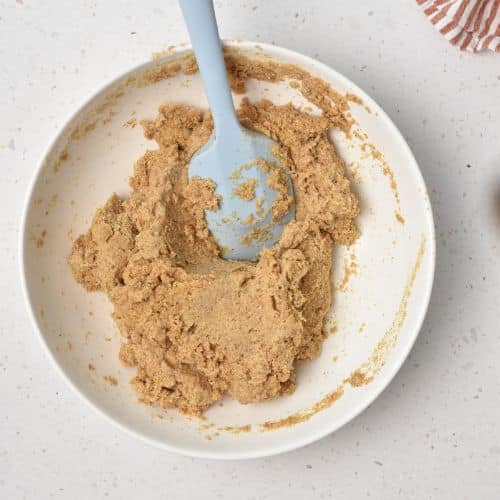 Flaxseed Bread dough in a mixing bowl.