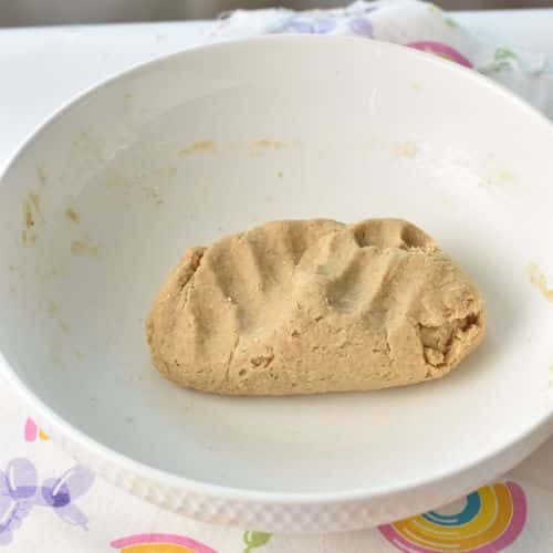 Homemade Animal Cracker dough in a mixing bowl.