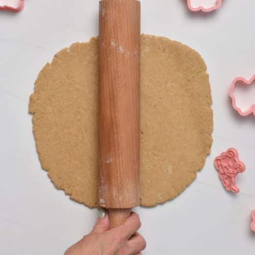 Rolling the Homemade Animal Cracker dough.