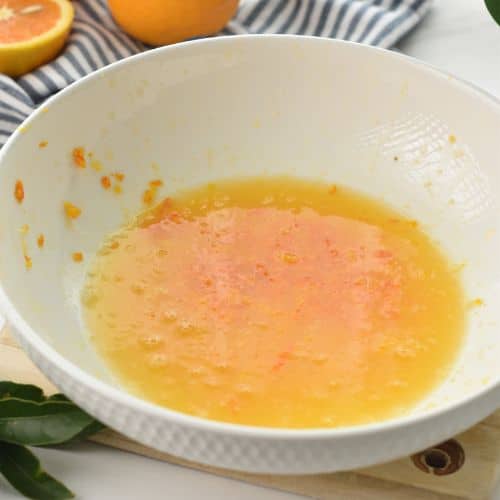 Orange juice in a bowl,