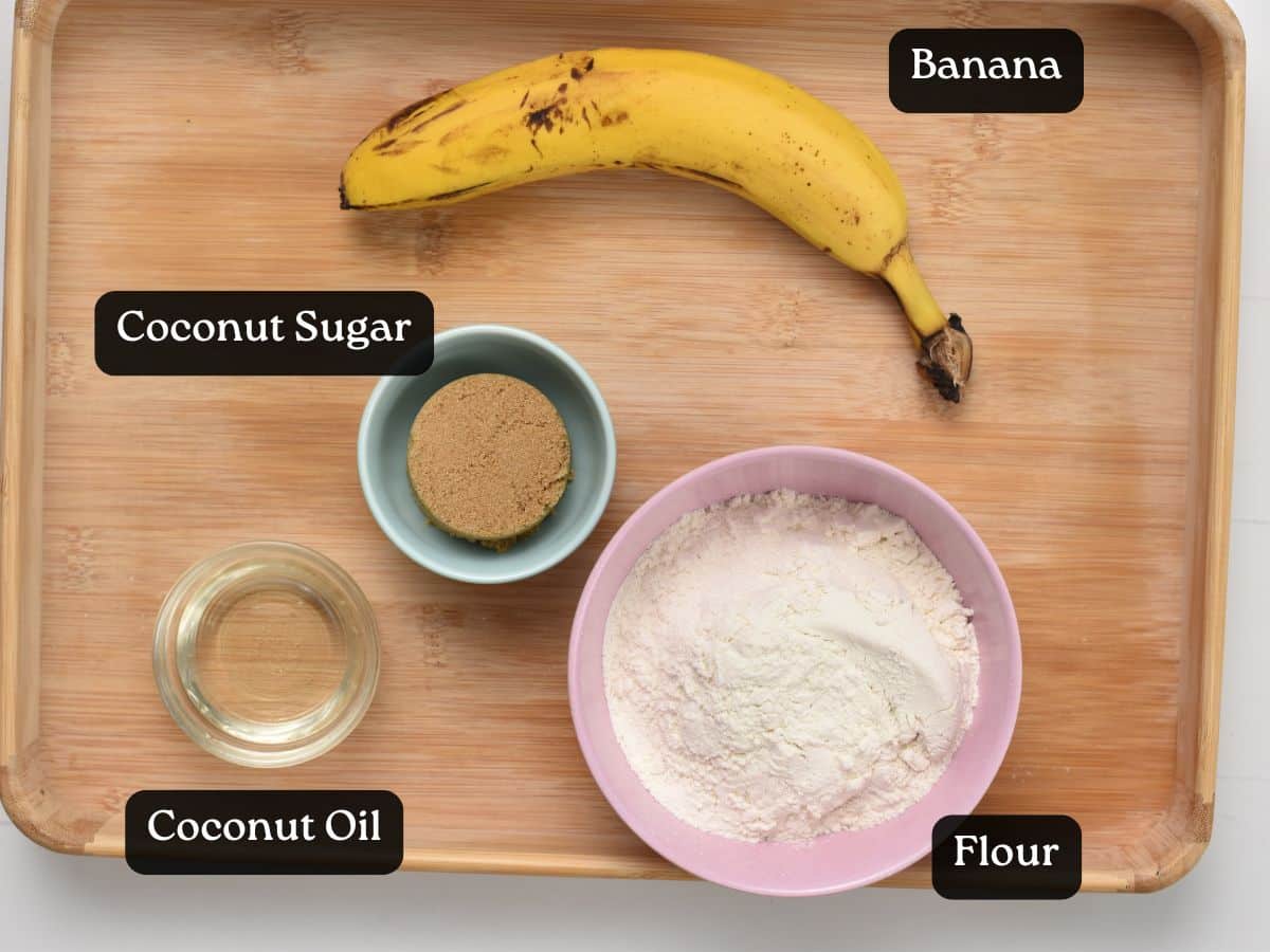 Ingredients for 4-Ingredient Chewy Banana Cookies