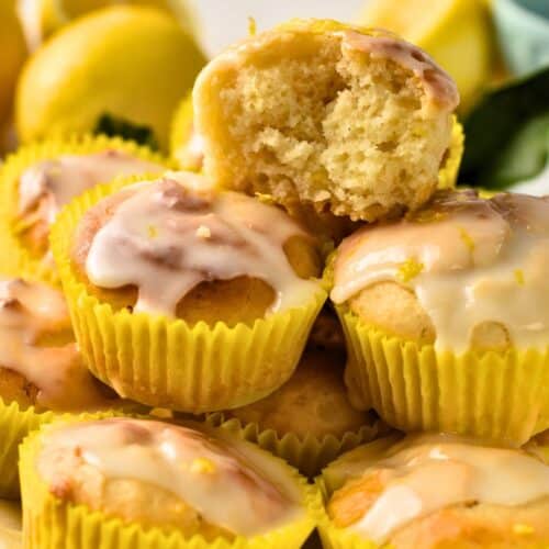 Lemon Yogurt Muffins (5 Ingredients, No Eggs)